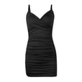 thumbnail image 5 of Vestido sexy sin mangas, plisado y ajustado, con tirantes finos, para fiesta o club, para mujer, 5 of 5
