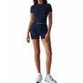 thumbnail image 3 of Women'S Two Piece Sets Summer Slim Fitted Short Sleeve Tops Foldover Shorts Matching Lounge Sets Dark Blue XL, 3 of 7