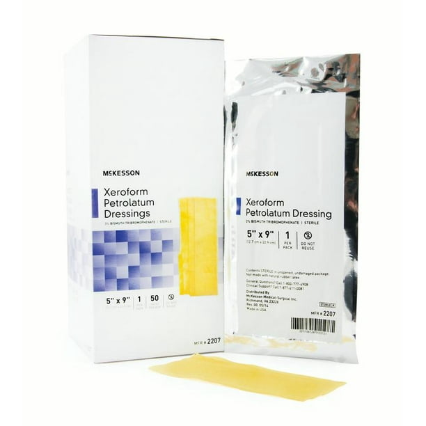 Xeroform Petrolatum Dressing, McKesson, 5 X 9 Inch Gauze Bismuth