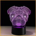 thumbnail image 2 of 7 Color Change 3D Illusion Cute Pug Dog LED Night Light Table Desk Lamp Animal Multi-Color Color Change Decor 3D Light, 2 of 16