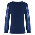 thumbnail image 3 of Womens Lace Splcing Tops Deep V Neck Hollow Out Long Sleeve Tunic Shirts Solid Color Casual Loose Plus Size Blouses(4X-Large,Navy), 3 of 4
