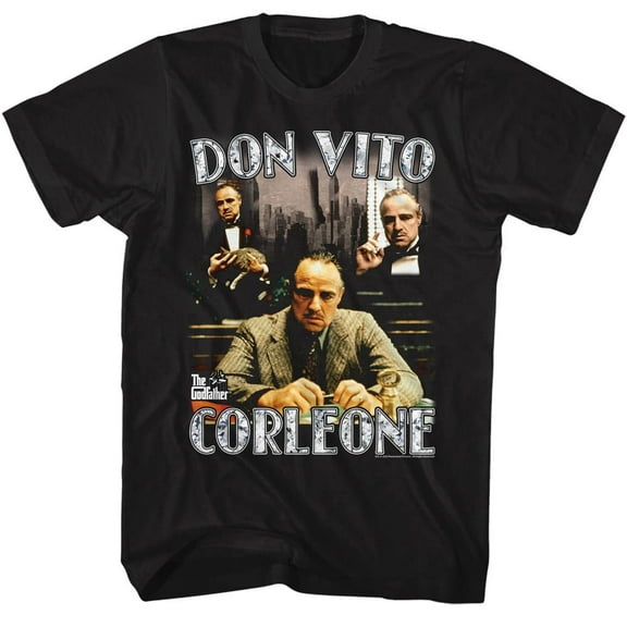 The Godfather Don Vito Collage Black Adult T-Shirt 4Xlt