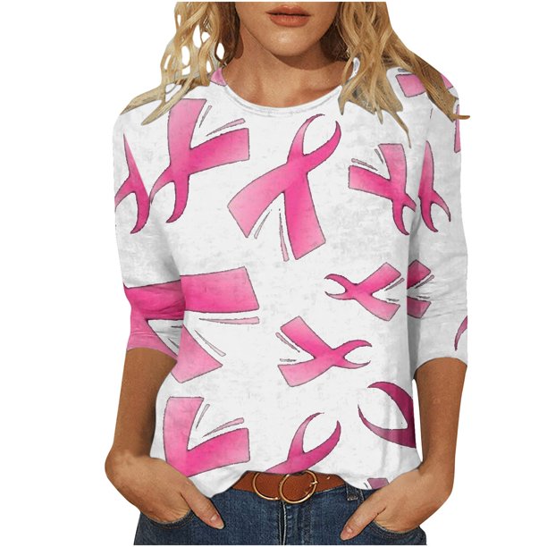 Camisetas Casuales de las Mujeres Impresas 3/4 Manga Blusa Cuello Redondo Estante de Imitación, Moda Casual Top para las Mujeres