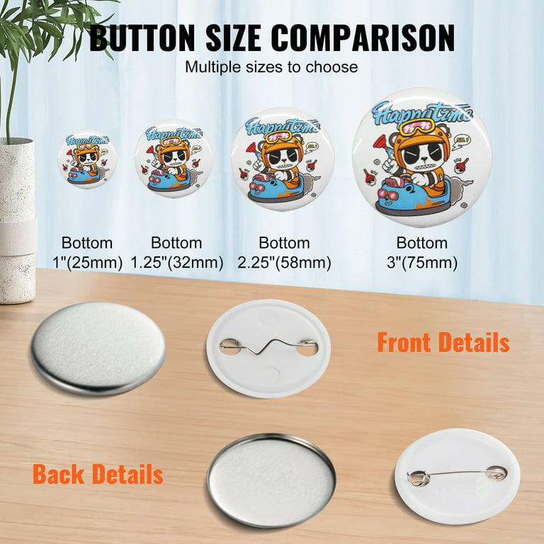 100 Sets 75mm/3 inch Button Making Supplies, Blank Pin Back Button Parts for But