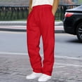 thumbnail image 2 of JTieacloth Casual Loose Drawstring Pants Men Solid Color Drawstring Straight Leg Casual Pants European And Loose Sports Trend Business Pants Red, 2 of 4