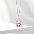 thumbnail image 4 of Gem Stone King 925 Silver Peach Nano Morganite and White Topaz Pendant Necklace for Women (3.24 Cttw, Gemstone October Birthstone, Emerald Cut 10X8MM with 18 inch Silver Chain), 4 of 4