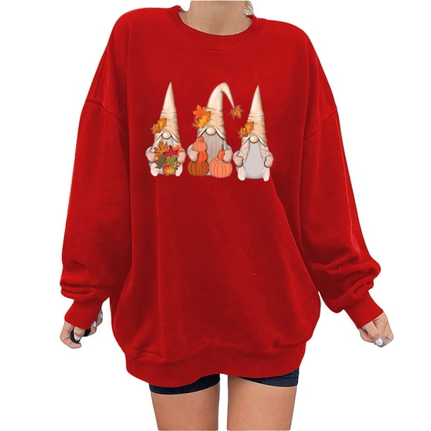 Blusa holgada de manga larga con estampado de otoño para mujer, suéter informal con cuello redondo, Tops, sudadera Fridja fjkfkj7176