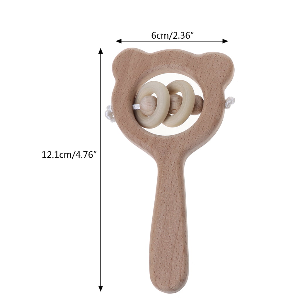 Beech Wooden Rattle Teethers Montessori Toys Baby Rattle Teether Toy Gift MA 