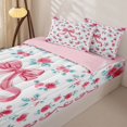 thumbnail image 3 of Manfei Dreamy Princess Bows Zipper Twin Comforter Sets with Fitted Sheet and 2 Pillowcases,Pink Bowknot Ribbon Zipper Bedding Set,Pink Reversible,4 Pieces, 3 of 7