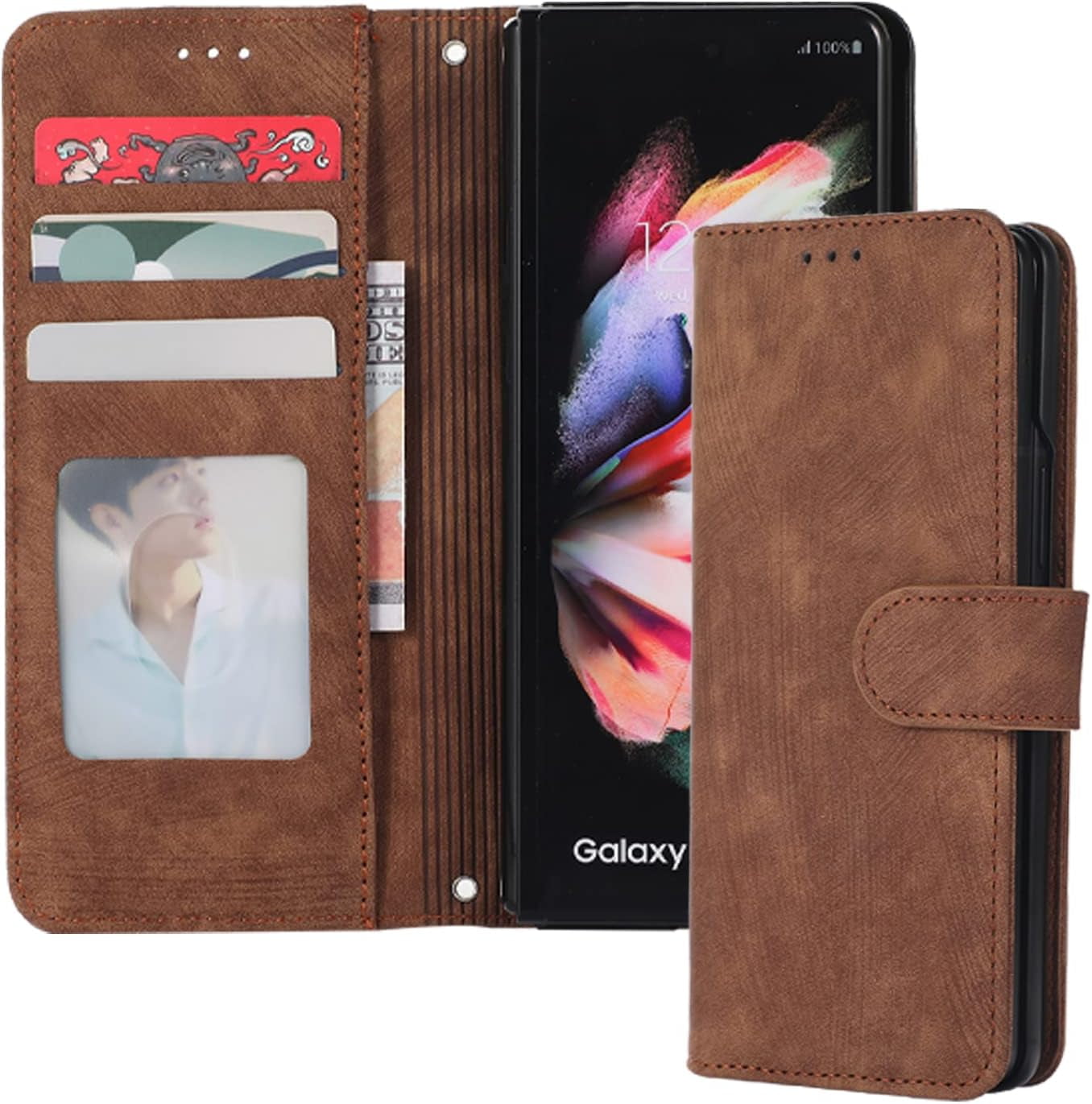 Samsung Galaxy Z Fold 4 Case Leather Wallet with S Pen Holder Card Slot