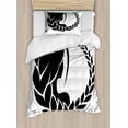 thumbnail image 1 of Zodiac Virgo Twin Size Duvet Cover Set, Back of the Head of a Woman with Horoscope Virgo Hairdo Monochrome Design, Decorative 2 Piece Bedding Set with 1 Pillow Sham, Black and White, by Ambesonne, 1 of 3