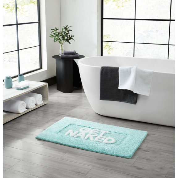 Jean Pierre "Get Naked" 21"x34" Cotton Bath Rug, Aqua