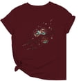 thumbnail image 3 of Tittly T Shirts for Women Graphic Tees Women's Spring Round Neck Dandelion Printed Loose Casual Short Sleeved T Shirt Tshirts Shirts Spring Tops for Women Wine S, 3 of 3