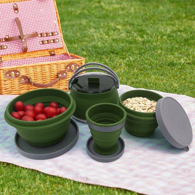 Termos para agua Hervidor Plegable Hervidor plegable de silicona portátil para acampar al aire libre juego de tazas de agua (5 uds)