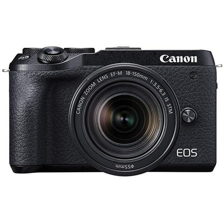 Canon - EOS M6 Mark II Mirrorless Camera with EF-M 18-150mm Lens and EVF-DC2 Viewfinder - Black