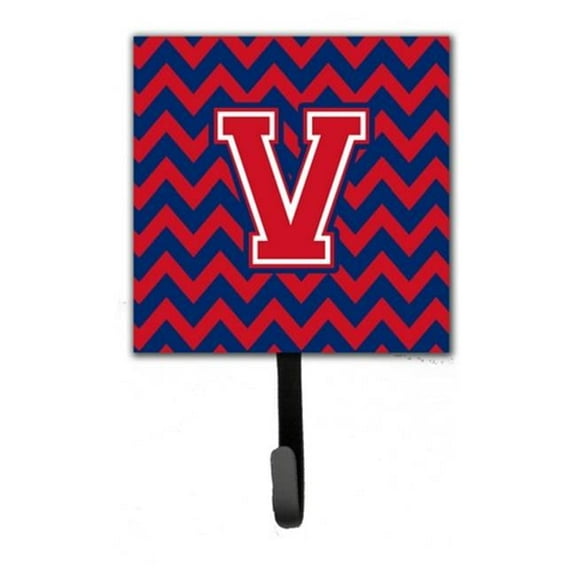 Letter V Chevron Yale Blue & Crimson Leash or Key Holder