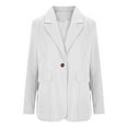 thumbnail image 4 of felwors Women's Single Button Suit Autumn Long Sleeved Solid Color Small Suit Jacket White, XL, 4 of 6