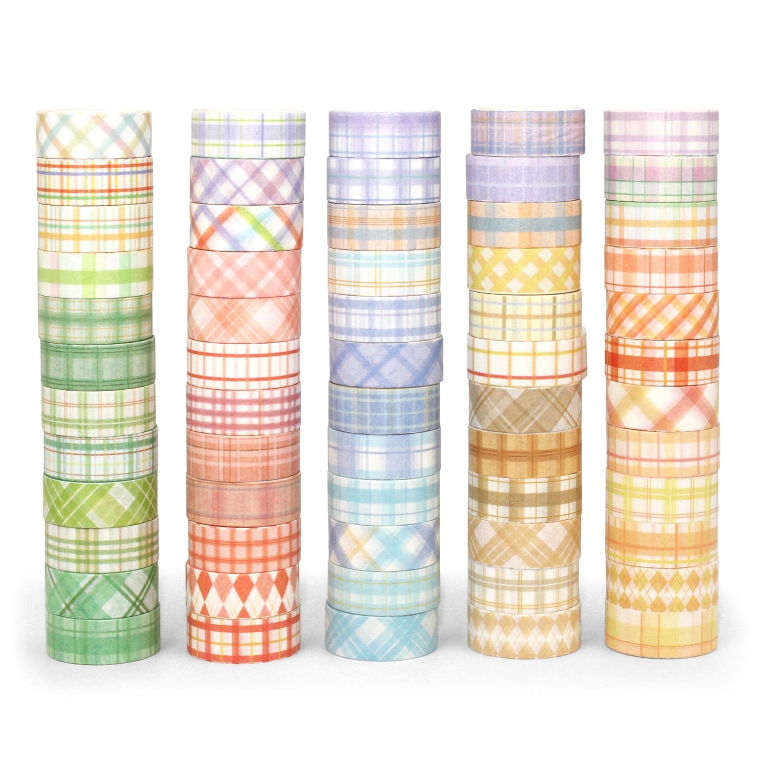 60 Rolls Boxed 15mm Grid Washi Tape Set, Self-Adhesive Decorative Colored Plaid Masking Tape for Painting, DIY Art Crafts, Gift Wrapping, Scrapbook Supplies