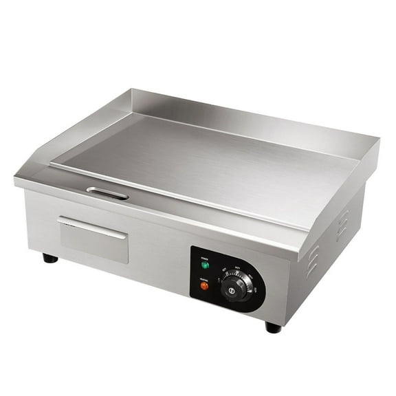 Commercial Electric Griddle 21 Inch - 1600W Countertop Grill - Stainless Steel Flat Top Teppanyaki - Adjustable Temp Control & 2 Tools