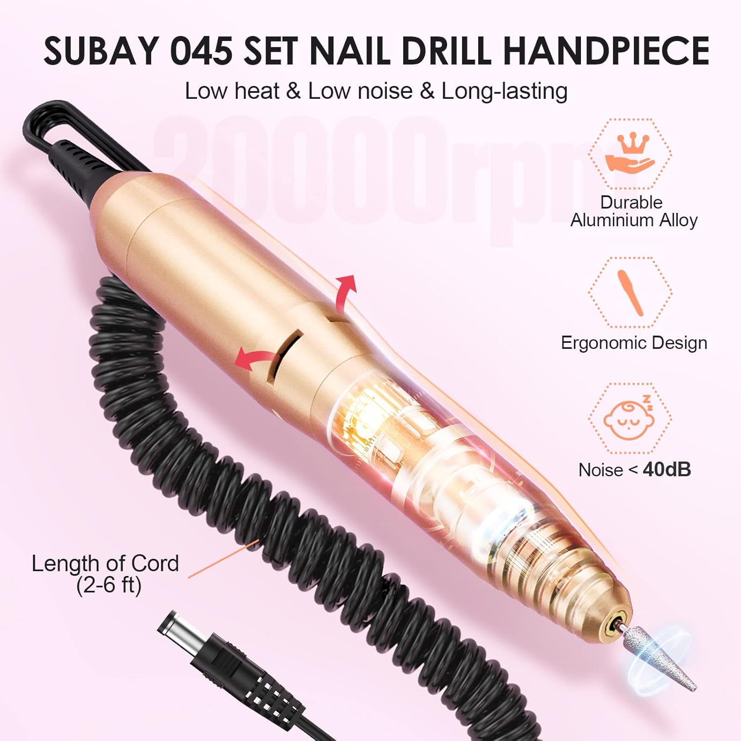Professional Finger Toe Nail Care Electric Nail Drill Machine Manicure Pedicure,Gold