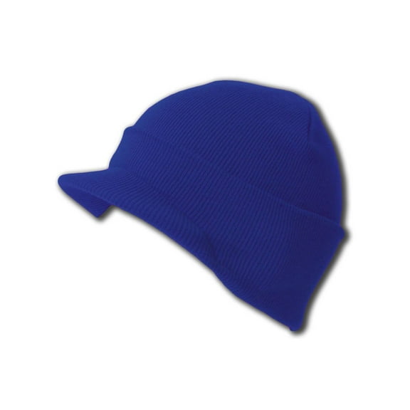 Knit Cuff Beanie Visor - Winter Wear/Sports - Royal Blue
