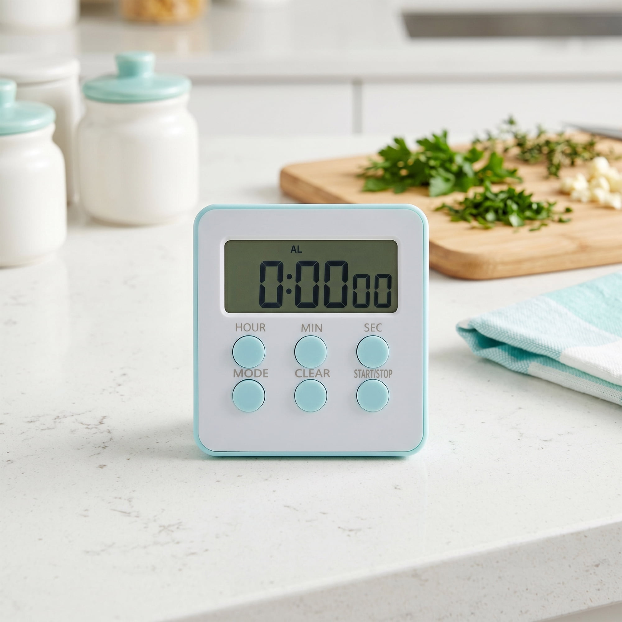 Unique Bargains Loud Alarm Clock Magnetic Backing Stand Cooking Timer Cyan