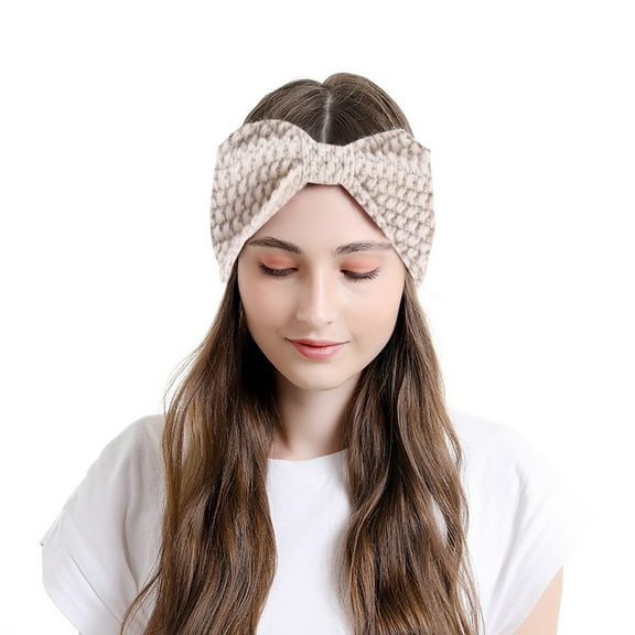 GZWYHT Headbands for Women,Hair Accessories Woman Adult Crochet Solid Headband Warm Bulky Crocheted Headwrap Headband Hair Bands,Hair Ties,Workout Headbands Beige