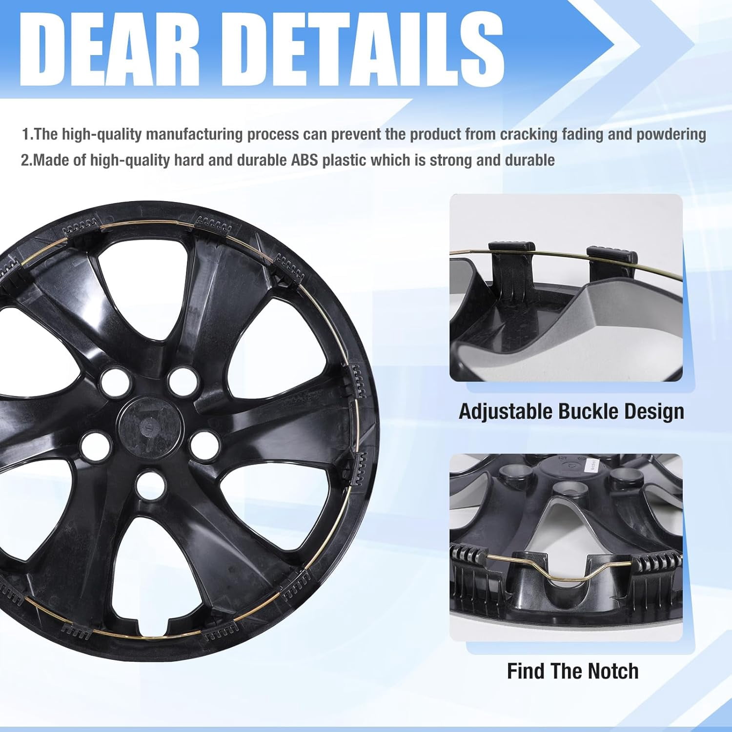 4-Pack Hubcaps for 2019 2020 2021 2022 2023 2024 2025 Toyota RAV4,17" Steel Wheel,Snap On Tire Cover Replacement Black Lacquer