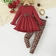 thumbnail image 2 of Odeerbi 3-10 Años Conjunto de Niña Vestido de Manga Larga Con Volantes Leggings Florales Conjunto de Dos Piezas Flores Conjunto de Dos Piezas Estampado de Flores, 2 of 9