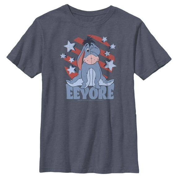 Boy's Winnie the Pooh Star-Spangled Eeyore Graphic Tee Navy Blue Heather X Large