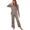thumbnail image 4 of Women's Long Sleeve Sleepwear Soft Crew Neck Pyjama Set,Fp-leopard Beige, 4 of 5