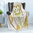 thumbnail image 4 of Cat Soft Flannel Fleece Throw Blanket, Exquisite Magic Cat with Ornaments Fantasy Forest Framework, Cozy Plush for Indoor and Outdoor Use, 50" x 70", Multicolor, by Ambesonne, 4 of 5