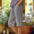 thumbnail image 2 of HKYNLAG Bermuda Shorts For Women Linen Shorts Knee Length Elastic Waist Long Shorts Casual Summer Shorts Petite Capri Pants Dressy Beach Comfy Pull On Shorts With Pockets Light Gray XL, 2 of 5