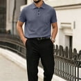thumbnail image 2 of Breeze Polo Shirts for Men Beer Belly Short Sleeve Collared Quick Dry Textured Ultra Comfortable Shirts for Office Summer Daily Light Gray M, 2 of 5