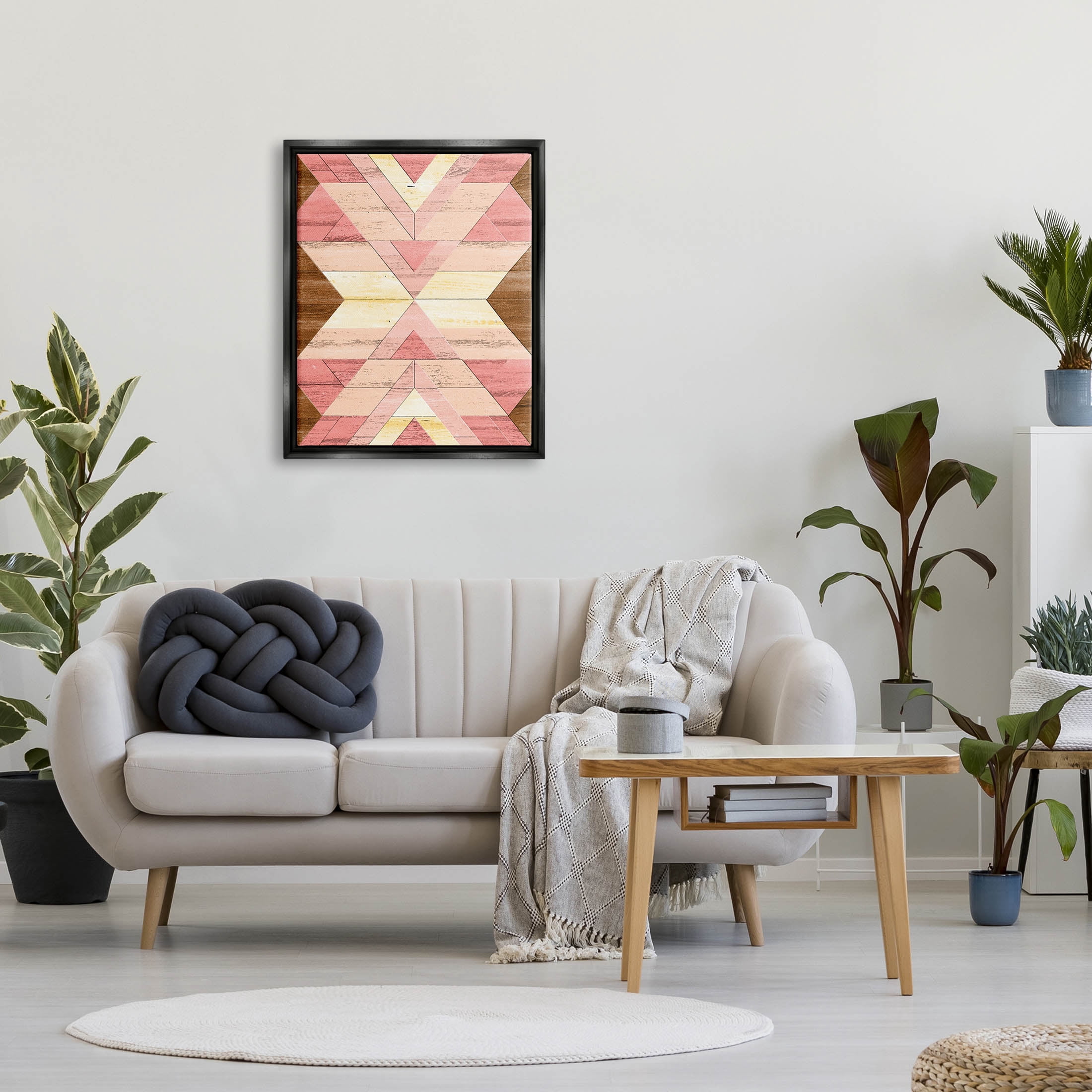Desert Sunset Pink Shapes Abstract Graphic Art Jet Black Framed Art Print Wall Art