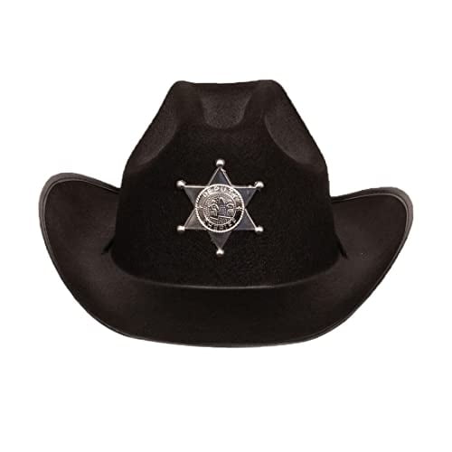 Sombrero de Vaquero Sheriff Negro para Niños - Fiesta del Sheriff - Disfraz de Policía - S Funny Party Hats Funny Party Hats