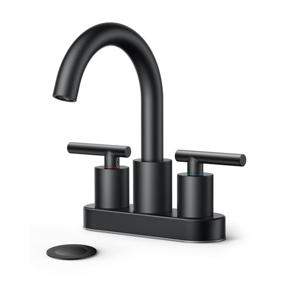 Grifo de baño FORIOUS, juego central de 4 pulgadas, negro, 2 manijas