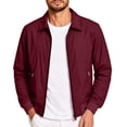 thumbnail image 6 of FchengtaiS Men's Full Zip Up Bomber Jackets Long Sleeve Turndown Collar Lightweight Coat Windproof Outerwear with Zip Pocket, 6 of 7