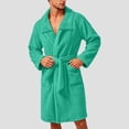 thumbnail image 2 of KICILVS Bathrobe for Men Plush Fleece Cozy Soft Belted Mid Length Robe with Pockets Warm Winter Home Shower Wear Green, 2 of 9