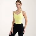 thumbnail image 2 of Women's V-Neck Cropped Tank Top with Spaghetti Straps and Built-In Bra for Yoga and Everyday Comfort - X Large, Yellow, 2 of 7