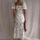 thumbnail image 4 of Vestidos Largos Casuales Vestido maxi ajustado con estampado floral Abertura lateral Traje de vacaciones para mujer (Blanco S) Kuymtek para Mujer Blanco T S, 4 of 6