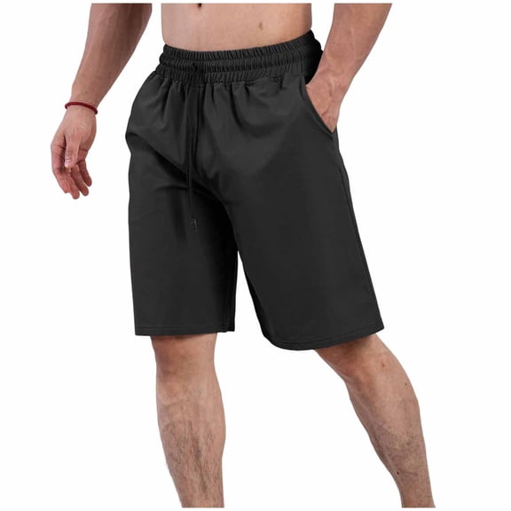 Yievot Mens Swim Trunks Drawstring Elastic Waist Bermuda Shorts Breathable Gym Workout Athletic Shorts with Pockets