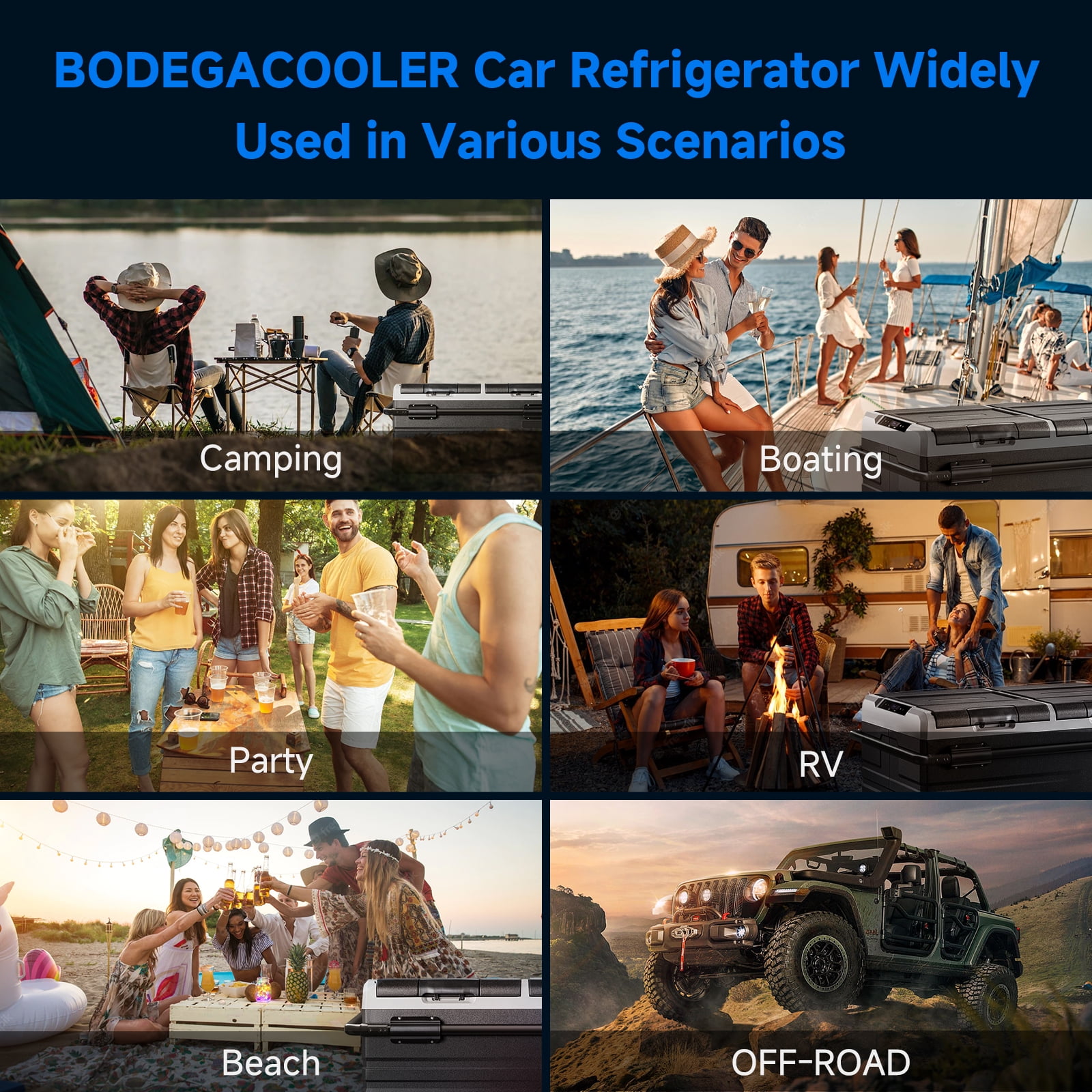 BODEGA 12 Volt Car Refrigerator 100 Quarts  Portable Dual-Fridge 95L RV Freezer ,Car Cooler for Travel, Camping,Outdoor,Truck,SUV
