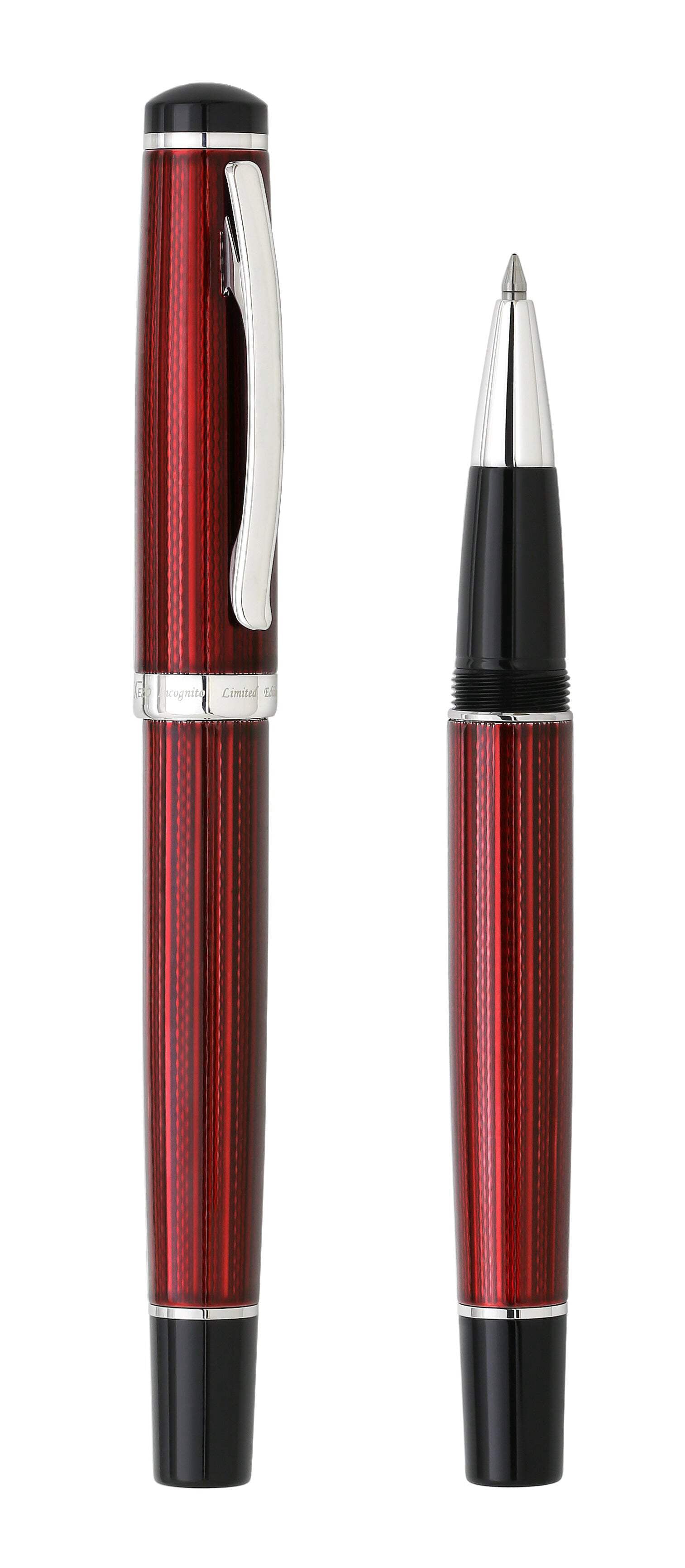 Xezo Xezo Incognito™ Diamond-Cut Lacquered Brass Rollerball Pen - Burgundy Red