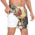 thumbnail image 2 of joogoo Men's Cardinals Daisy Floral Swim Trunks with Liner Pocket Beach Shorts XX-Large, 2 of 9