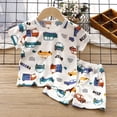 thumbnail image 2 of NIEWTR Kids Summer Outfit Set 2PCs Toddler Short Sleeve Round Neck Tee with Comfy Shorts Breathable Pajamas Gift Set for 2T 3T 4T(A-Blue,4-5 Years), 2 of 4