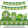 thumbnail image 4 of 82 Pieces Soccer Party Tableware Set Football Birthday Decoration Plates Cups Napkins Tablecloth Plates Cups Napkins Banners Forks Serveware Dinnerware, 4 of 6