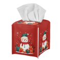 thumbnail image 7 of ZUXONGSY Christmas Snowman Square Tissue Box Cover 2 Pieces PU Leather Tissue Box Covers Decorative Holder Organizer Portable Facial Tissue Case Christmas Home Decoration, 7 of 7