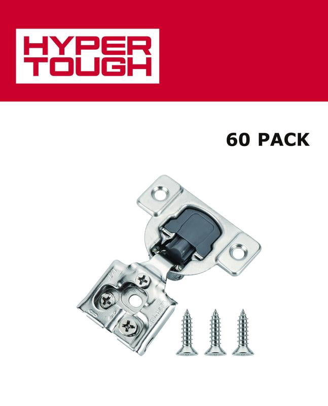 Hyper Tough 1/2 inch Overlay Soft Close Hinges, Satin Nickel, 60Pack