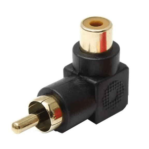 Replacement 90-Degree Right Angle RCA Male to Female Adapter, L-Shaped Connector